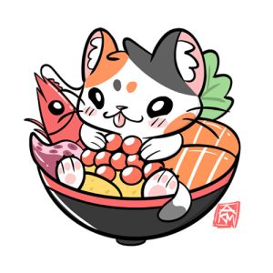 Cat in Chirashi Bowl Sticker