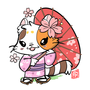 Cat with Parasol Sticker