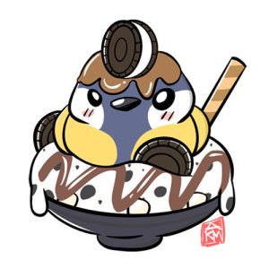 Great Tit in Cookies and Cream Bingsoo Sticker