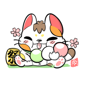 Maneki-neko with Dango Sticker