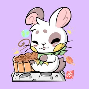 Moon Rabbit with Mooncake Sticker (Purple)