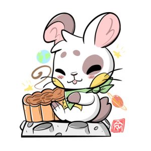 Moon Rabbit with Mooncake Sticker