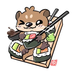 Otter on Sushi Sticker