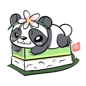 Panda on Seri Muka (Pandan Cake) Sticker