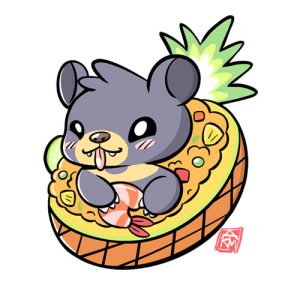 Sun Bear in Pineapple Fried Rice Sticker